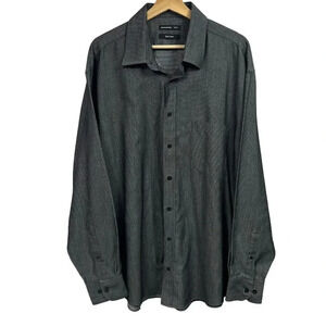 Woolworths Mens Shirt Size 46 / 18 Gray Long Sleeve Button Up Easy Care NWOT